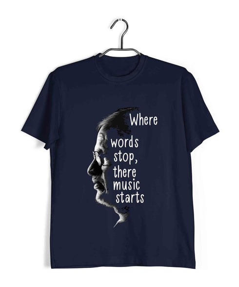 Tamil Pop Culture WHERE WORD STOPS - ILAYARAJA Tamil Casual Graphic Printed T-Shirt for Women